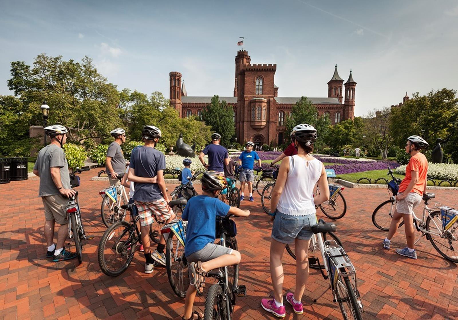 Bike tour at Smithsonian Castle.